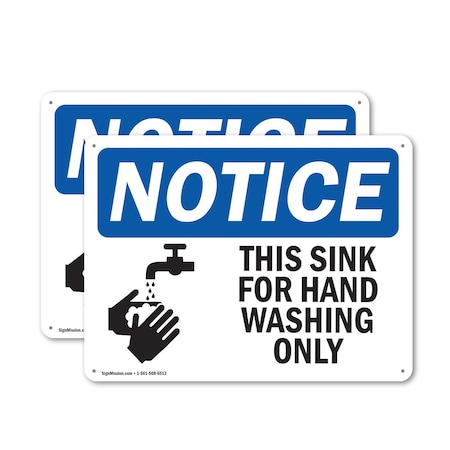 Signmission This Sink For Hand Washing Only With Symbol, 14 in W x Rectangle, Plastic OS-2PACK-NS-P-1014-L-16705